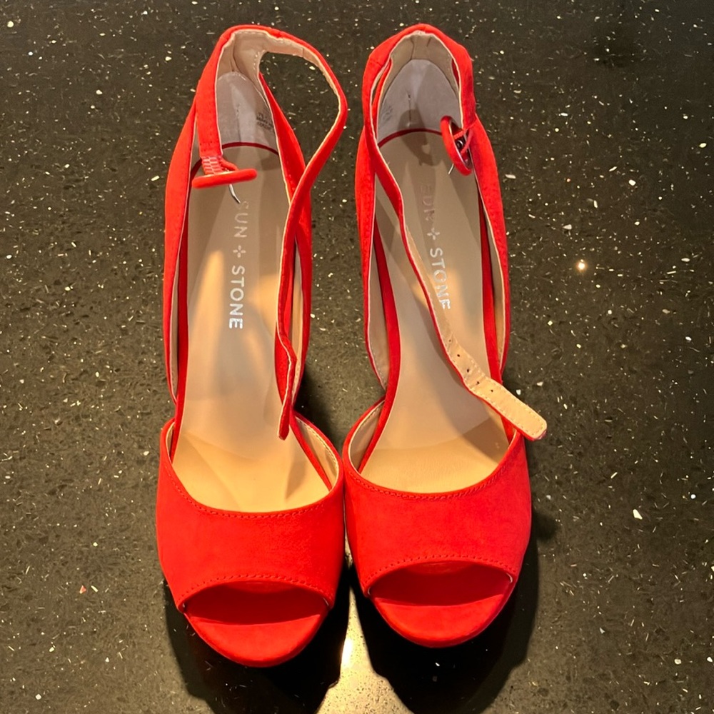 Brand new red high heel sandals